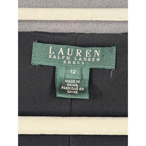 Ralph Lauren Dress Black Size 12 Faux Wrap - Picture 5 of 10